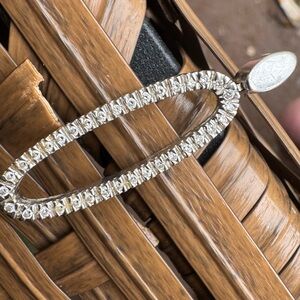 Vintage solid 14k white gold genuine diamond pendant